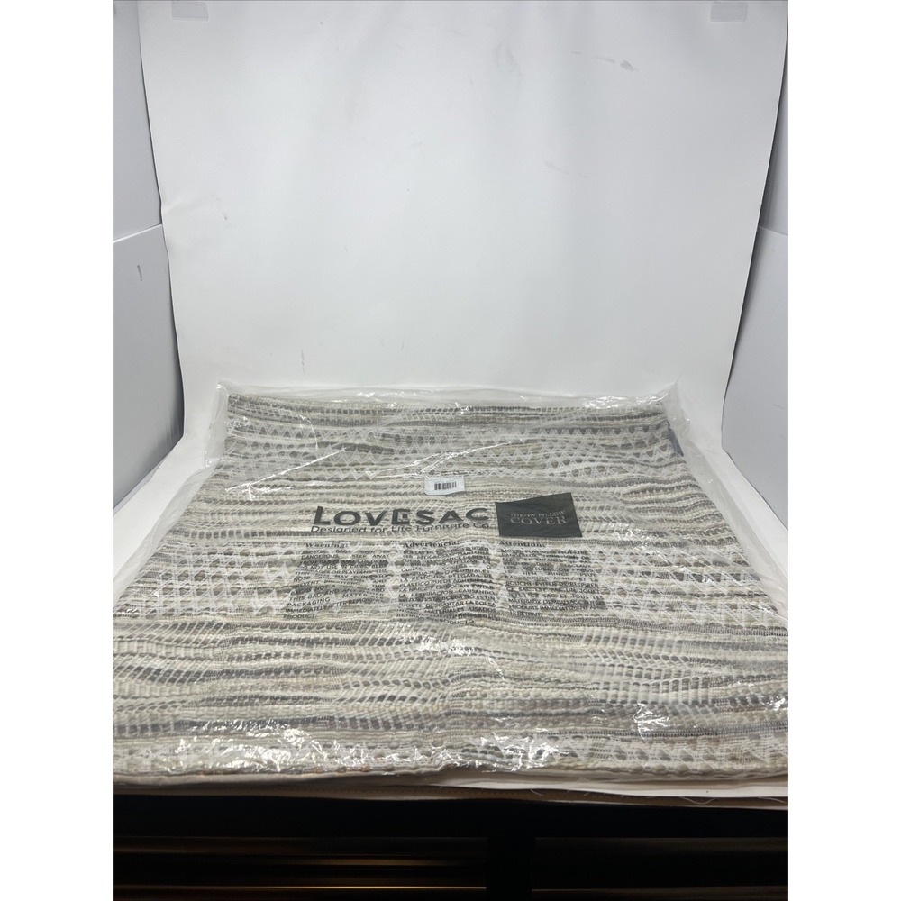 Lovesac 24" x 24" Throw‎ Pillow Cover Neutral Loom Weave WB4661 New Sealed Bag